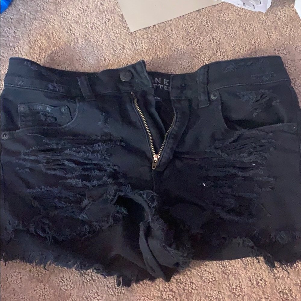 black jean shorts